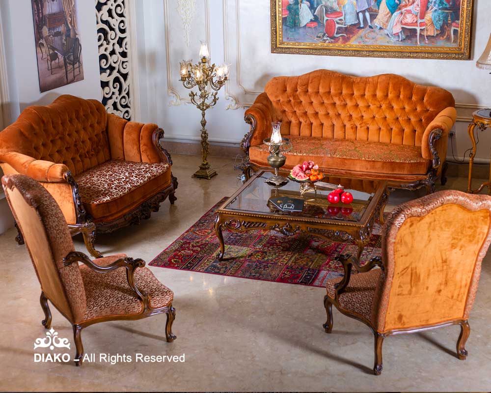 مبل کلاسیک پارچه مسی