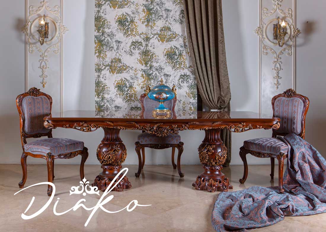 میز ناهارخوری سلطنتی پایه گلدانی